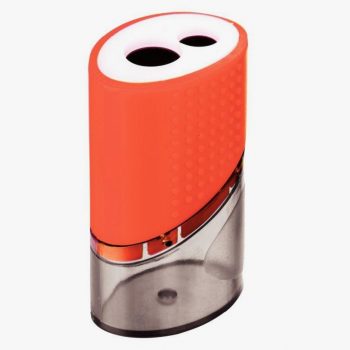 Plastic Pencil Sharpener with Dual Function and Shavings Container
