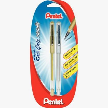 2 stylos encre gel rollers Grip métallique Pentel