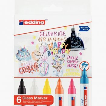 Set of 6 assorted E-95 glass markers