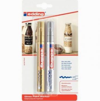 Pack of 2 Metallic Markers Gold/Silver 750