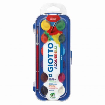 Set of 12 Gouache Paint Tablets with Brush