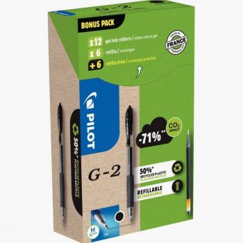 Greenpack set of 12 pens with 12 black G2 refills