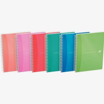 Oxford My Colours Assorted Notebook, 180 Sheets, A4 Size 90gsm, 21 x 29.7 cm, 5x5 Grid Ruled