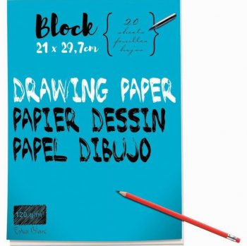 Drawing Paper Pad, 40 Sheets, White, 120 gsm, Size 21x29.7 cm