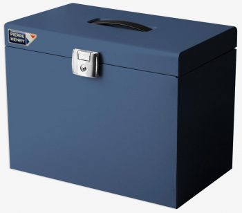 Metal Filing Cabinet with 5 Blue Hanging Folders
