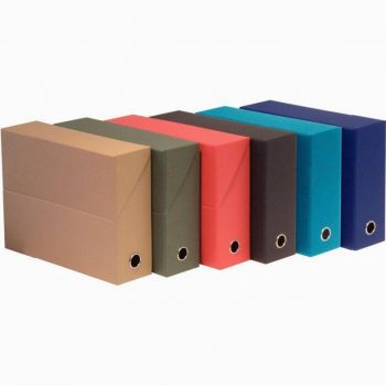 Boite de transfert papier toilé, dos 12 cm, havane