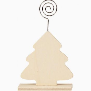 Set of 6 Wooden Photo Holders in Pine Tree Shape