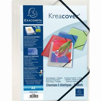 Chemise 3 rabats à élastiques personnalisable Kreacover, en polypropylène incolore