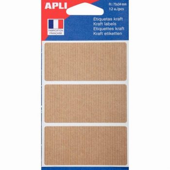 Set of 12 Brown Kraft Labels, 75x34mm
