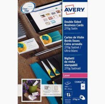Paquet de 250 cartes de visite blanches 85x54mm laser 270g
