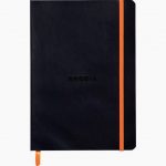 RHODIARAMA A5 Hardcover Notebook, 160 Dotted Pages, Soft Faux Leather Cover, Black
