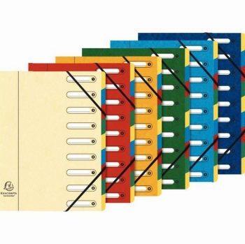 Trieur en carte lustrée 9 compartiments, fenêtres découpées, fermeture par élastiques