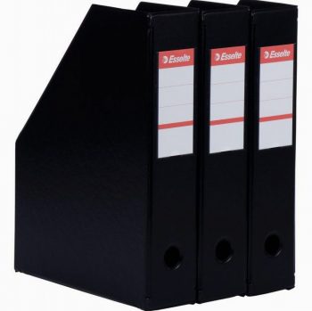 Set of 3 Black Magazine Holders, 7cm Spine