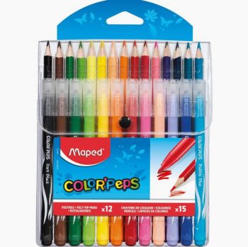 12 feutres et 15 crayons de couleur Color'peps Maped
