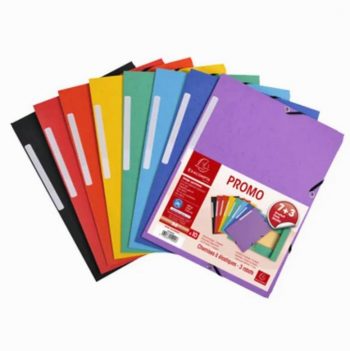 Paquet 7+3 chemises 3 rabats en carte marbrée 370G/M2 coloris assortis