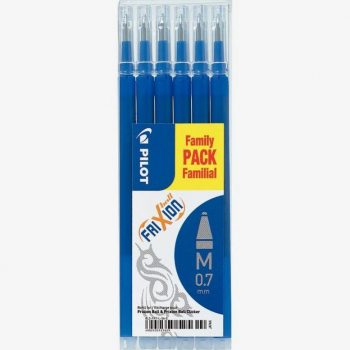 Set of 6 Pilot Frixion 0.7mm Blue Medium Tip Pen Refills