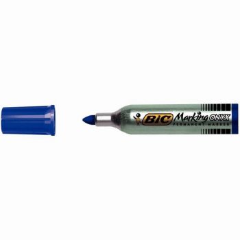 Permanent Marker with Bullet Tip, Solvent-Based, Fade-Resistant, Standard Metal Barrel, Blue