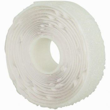 White Velcro adhesive strip, 2 meters long, 20 mm wide. Includes both hook and loop sides.
