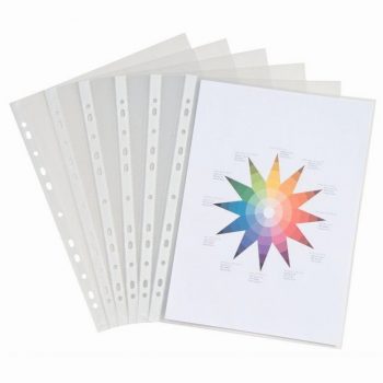 Pack of 50 polypropylene punched pockets, A4 size 21x29.7 cm, thickness 90 microns