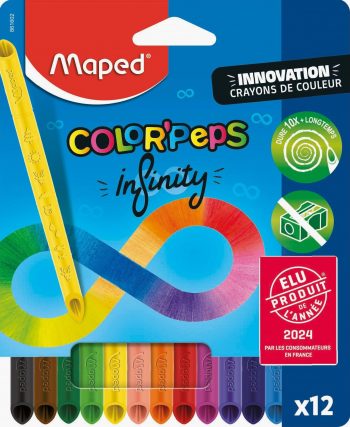 12 crayons de couleur COLOR'PEPS INFINITY, mine infinie Maped