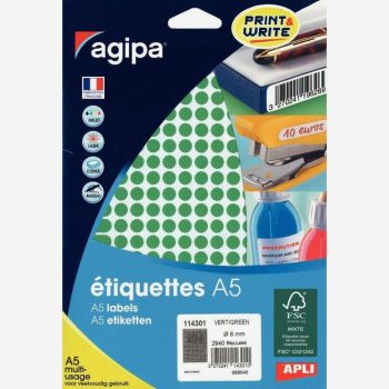 Pack of 2940 green adhesive dots, 8 mm diameter
