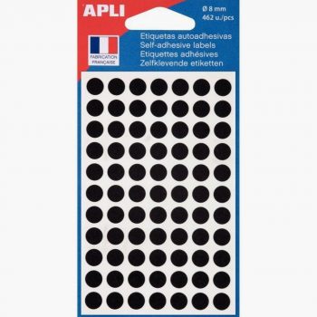 Case of 462 black adhesive dots, 8 mm diameter