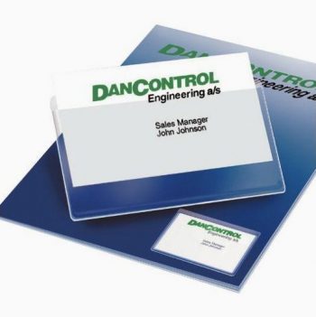 Pack of 10 clear adhesive sleeves for business cards, size 60x105 mm