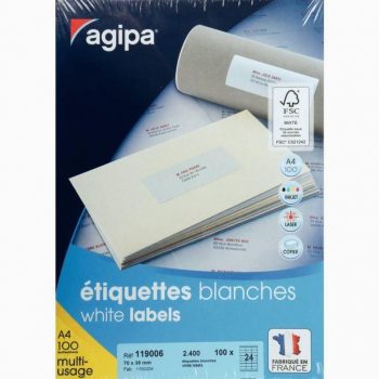 Boîte de 2400 étiquettes multi-usages blanches 70x35mm