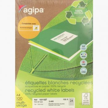 Set of 2400 White Recycled Multipurpose Labels 70x37mm