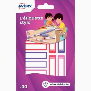 30 pink-purple pen name labels - 50x10 mm