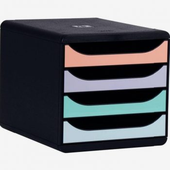 Module 4 tiroirs bigbox noir/pastel