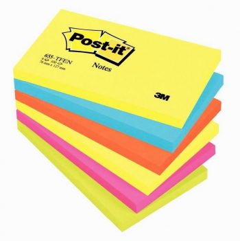 Set of 6 Energy Series Sticky Note Pads, 100 Sheets Each, 76 x 127 mm, Assorted Colors