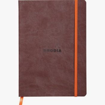RHODIARAMA A5 Notebook, 160 lined pages, soft faux leather cover, chocolate color