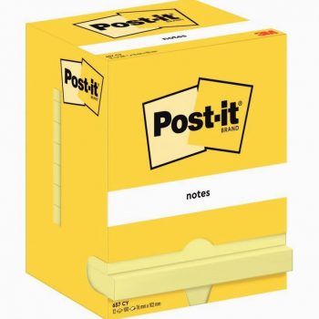 Lot de 12 blocs de 100 feuilles post-it notes jaune, 76 x 102 mm