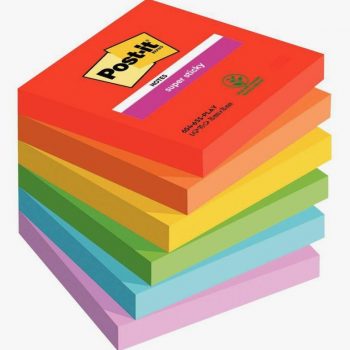 Paquet de 6 blocs notes sticky post-it 90 feuilles 76x76mm collection playful