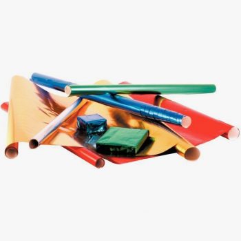 Carton de 10 rouleaux de papier métallisé 1 face 200x70cm couleurs assorties ( bleu, vert, rouge, or et argent )