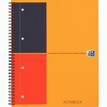 Cahier orange Oxford Activebook 160 pages format A4+ 80g 23 x 29,7 cm Ligné 6 mm