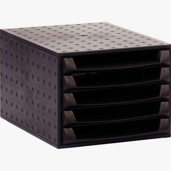 Five-drawer black filing organizer