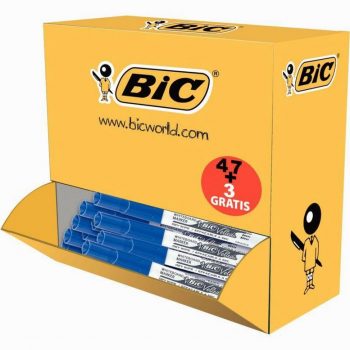Pack de 50 marqueurs effaçables à sec pointe moyenne ogive 1,5 mm bleu dont 3 gratuits