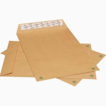 Pack of 250 kraft envelopes C4 229x324 mm, 90gsm, window 50x110 mm, peel and seal strip
