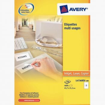 Pack of 675 removable white labels, 63.5 x 29.6 mm