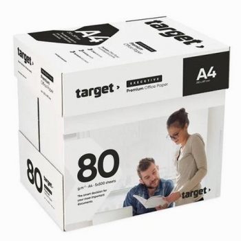 Pack of 5 reams of 500 sheets of 80gsm A4 white paper TARGET EXECUTIVE