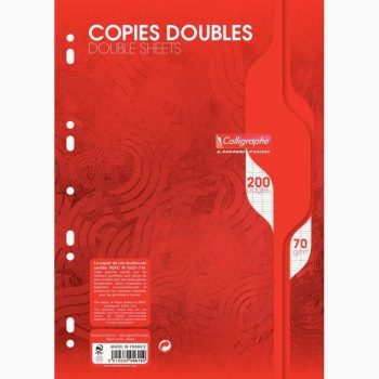 Sachet de 50 copies doubles (200 pages perforées) format 21x29,7 cm séyès 70g blanc