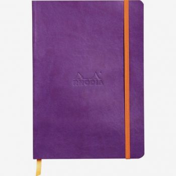 RHODIARAMA A5 Notebook, 160 Ruled Pages, Flexible Faux Leather Cover, Purple