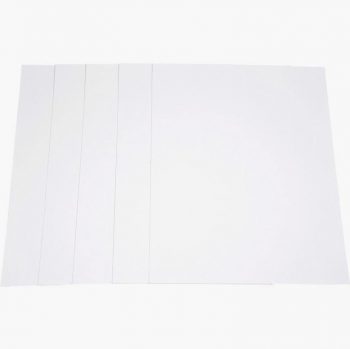 Paquet de 5 feuilles de carton épais, 2 côtés blancs, format 50 x 65 cm, 1005 g épaisseur 1,5 mm