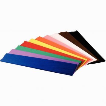 Set of 10 fire-resistant crepe paper sheets, assorted colors, 250x50cm