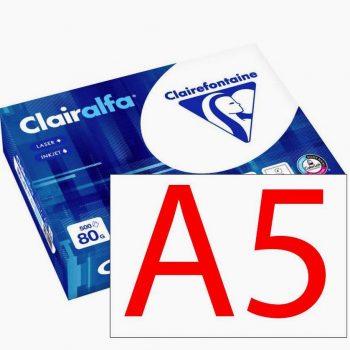 A5 - Pack of 500 sheets of 80gsm white A5 paper CLAIRALFA