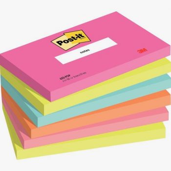 Paquet de 6 blocs notes de 100 feuilles Post-it 76 x 127 mm collection poptimistic