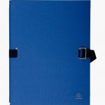 Paquet de 5 chemises à dos extensible, carton recouvert de papier toilé, bleu foncé