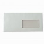 Pack of 500 white DL envelopes 110x220 mm, 90gsm, window 45x100 mm, peel & seal